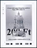 2000 A Szent Jobb pápai látogatása feketenyomat emlékív cromalin próbanyomata, a hátoldalon aláírással