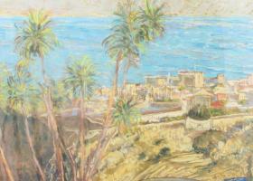 Szimon Jenő (1902-1978): Monte Carlo, 1930-as évek. Pasztell, papír, jelezve jobbra lent. Díszes, ki...