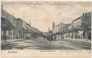 1906 Kolozsvár, Cluj; Kossuth Lajos utca. Schuster Emil kiadása / street (EK)