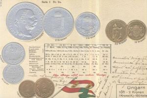 Hungarian set of crowns and hellers with exchange chart Emb. (EK)