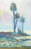 Füssy Margit (működött 1930-40 körül): Líbiai vízpart, Tripoli környéke, 1939. Olaj, karton, jelzett...