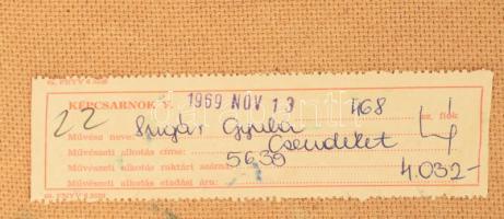 Sugár Gyula (1924-1991): Csendélet, 1969. Olaj, farost, jelzett. Hátoldalán Képcsarnok Vállalat címk...