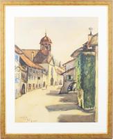 Roland Coudon (1897-1954), francia festő: Coppet, Franciaország. Akvarell, papír, jelezve balra lent. Üvegezett fakeretben. 60x47 cm.