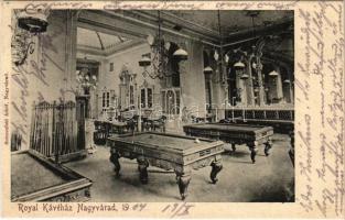 1904 Nagyvárad, Oradea; Royal kávéház, belső biliárdasztalokkal. Sonnenfeld Adolf kiadása / café, interior with pool tables