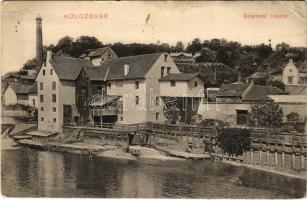 1914 Kolozsvár, Cluj; Szamos részlet, malom, kárpitos. Ludasi dohánytőzsde kiadása / Somes riverside, mill, upholsterer (EK)