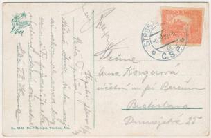 1919 Tátrafüredek, Stary Smokovec (Magas-Tátra, Vysoké Tatry); vasútállomás Poprád felé, vonat. Ed. ...