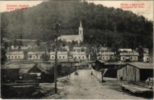 1909 Anina, Stájerlakanina, Steierdorf; Fő utca, templom. Hollschütz kiadása / main street, church