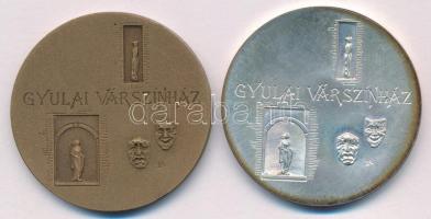 Lapis András (1942-) DN Gyulai Várszínház (2xklf) bronz és jelzett Ag emlékérem pár (38,64g/0.835/42,5mm) T:UNC,AU patina