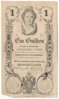 1848. 1G vízjeles papíron T:VG lyuk (égésnyom), folt, beszakadás / Hungary 1848. 1 Gulden on watermarked paper C:VG hole (burn mark), spotted, tear Adamo G82