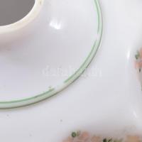 Antik tejüveg lámpabúra, kézzel festett, felfogatásánál kis sérüléssel, d: 25,5 cm