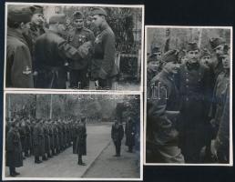 cca 1940 Magyar királyi tiszt és katonák kitüntetésekkel, 3 db fotólap, 9×13 cm