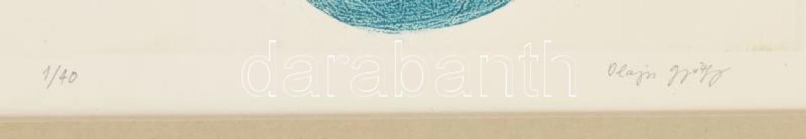 Olajos György (1953-): Kismacskamúmia gombolyaggal, 1982. Rézkarc, papír, jelzett, számozott (1/40)....