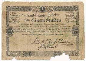 1811. 1G Einlösungs=Schein T:G papírhiány Austrian Empire 1811. 1 Gulden Einlösungs=Schein C:G missing paper Adamo G45