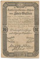 1813. 2G "Anticipations-Scheine" vízjeles papíron, "1291 363" T:VG / Austrian Empire 1813. 2 Gulden "Anticipations-Scheine" on watermarked paper, "1291 363" C:VG Adamo G51