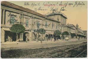 1910 Miskolc, Városház tér, Pannonia szálloda, üzletek. Grünwald Ignác kiadása (fa)