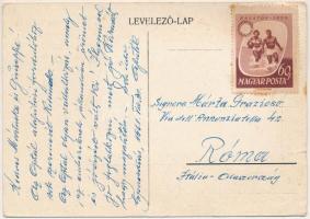 1961 Gyenesdiás, Balaton-Gyenesdiás; Blaha villa részlete. Levelezőlapra ragasztott fotó (szakadások...