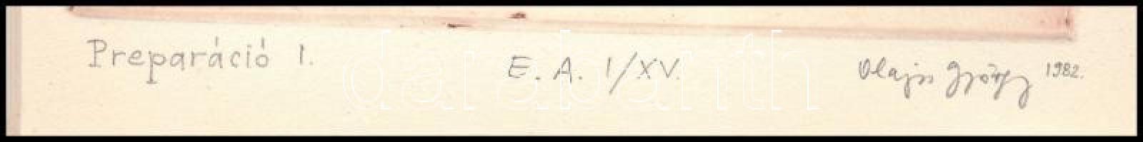 Olajos György (1953-): Preparáció, 1982. Rézkarc, papír, jelzett, művészpéldány E.A. I/XV számozássa...