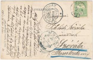 1912 Badacsony, Vígan élj és ne búsulj! Montázs boros hordókkal, szőlőkkel és gőzhajóval. Löwy B. ki...