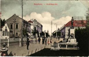 1915 Keszthely, Andrássy tér, Festetics szobor, Hungária szálloda. Mérei Ignác kiadása (EB)