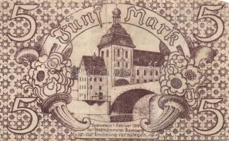 Német Birodalom/Weimari Köztársaság/Bamberg 1918. 5M fekete sorszámmal (2x) T:III