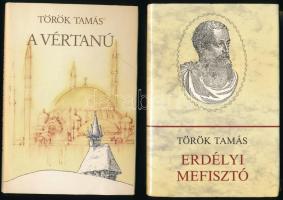 Török Tamás: A vértanú; Erdélyi Mefisztó. Mind a két mű a szerző, Török Tamás (1925-1993) író által Mohás Lívia (1928-2024) pszichológus, József Attila-díjas írónak DEDIKÁLT példány. Bp.,1985-1988, Szépirodalom. Kiadói kartonált papírkötés, kiadói papír védőborítóban.