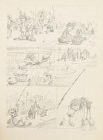 Jelzés nélkül: Csip-csup (képregény 7 lapon). Ceruza, papír, jelzés nélkül, 2 db paszpartuban. 30,5x...