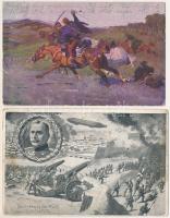 4 db RÉGI osztrák-magyar és német katonai képeslap vegyes minőségben / 4 pre-1945 Austro-Hungarian K.u.k. and German military art postcards in mixed quality