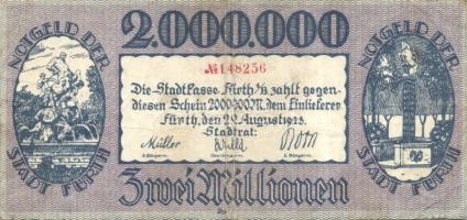 Német Birodalom/Weimari Köztársaság/Fürth 1923.8.29. 2000.000M T:III