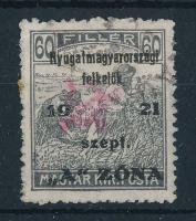 Nyugat-Magyarország II. 1921 Arató 60f bélyeg Bodor vizsgálójellel