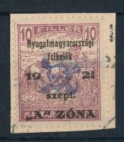 Nyugat-Magyarország II. 1921 Arató 10f bélyeg Bodor vizsgálójellel