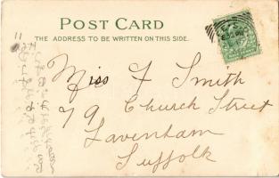 1900 Ice skating romantic couple, winter sport. litho (EK)