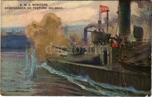 S.M.S. Monitore beschiessen die Festung Belgrad. K.u.k. Kriegsmarine. M. Munk Wien Nr. 990. s: Alex Kircher (fa)