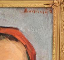 Olvashatatlan jelzéssel, XX. sz. eleje: Női arckép. Olaj, karton. Jelzett. Dekoratív fakeretben, 28,...