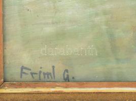 Friml G jelzéssel: Csendélet. Olaj, karton. Jelzett. Dekoratív, üvegezett, kissé sérült fakeretben, ...