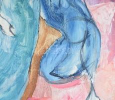 Zemplényi Magda (1899-1965): Alakok. Vegyes technika, vászon, jelzett. 57,5×77,5 cm. Fakeretben