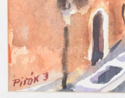 Pirók József (-): Velencei részlet. Akvarell, papír, jelezve balra lent. Üvegezett fakeretben, 28×38...