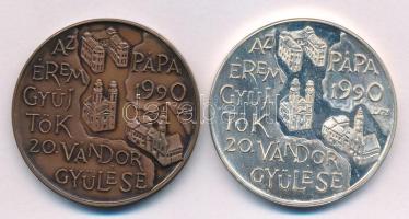 Lantos Györgyi (1953-) 1990. MÉE Pápa / Éremgyűjtők 20. Vándorgyűlése Ag és bronz emlékérem pár (36,17g/0.835/42,5mm) T:UNC,AU (eredetileg PP)