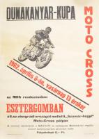 1962 Dunakanyar Kupa Esztergom, Moto Cross plakát, gyűrődésekkel, szakadással, 59×42 cm