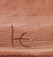 Ligeti Erika (1934-2004): Szentendre. Festett kerámia plakett, jelzett, kopással, 19x19 cm