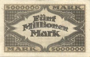 Német Birodalom/Weimari Köztársaság/Hamburg/Hugo Stinnes Linien 1923.8.18. 5000.000M piros sorszámma...