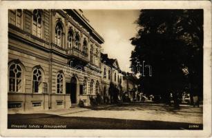1938 Rimaszombat, Rimavská Sobota; Takarékpénztár, városháza / savings bank, town hall + 1938 Rimaszombat visszatért So. Stpl (fl)
