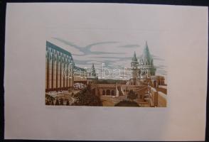 Zsigovics Iván (1958-): Halászbástya - Hilton (33/100), rézkarc és foltmaratás-papír, szignált, 40 x 59 cm