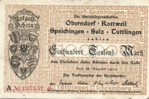 Német Birodalom/Weimari Köztársaság/Oberndorf, Rottweil, Spaichingen, Sulz, Tuttlingen 1923.8.28. 10...