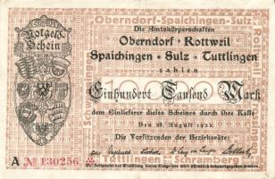 Német Birodalom/Weimari Köztársaság/Oberndorf, Rottweil, Spaichingen, Sulz, Tuttlingen 1923.8.28. 10...