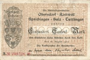 Német Birodalom/Weimari Köztársaság/Oberndorf, Rottweil, Spaichingen, Sulz, Tuttlingen 1923.8.28. 10...