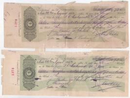 Budapest 1881. 3db kitöltött váltó bélyegzésekkel, sorszámkövetők, bélyegzésekkel T:F szakadások