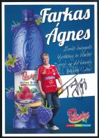 Farkas Ágnes magyar olimpiai és világbajnoki ezüstérmes, Európa-bajnok kézilabdázó aláírt kártya 10x14 cm