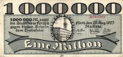 Német Birodalom/Weimari Köztársaság/Fürth 1923.8.25. 1000.000M piros sorszámmal T:III
