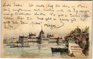 1897 (Vorläufer!) Budapest V. Ezredéves Országos Kiállítás, Országház, Parlament. barna 2 Kr. Ga. s: Dörre T., Morelli (fl)
