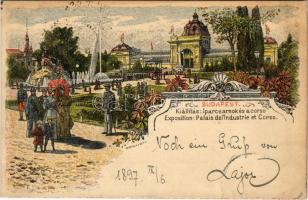 1897 (Vorläufer!) Budapest VIII. Ezredéves Országos Kiállítás, Nemzeti Múzeum és Kálvin tér, villamos. barna 2 Kr. Ga. s: Dörre T., Morelli (fl)